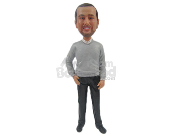 Custom Bobblehead Handsome Bearded Man In Formals With Hand Near His Paocket - Leisure & Casual Casual Males Personalized Bobblehead & Cake Topper Custom Bobblehead Handsome Bearded Man In Formals With Hand Near His Paocket - Leisure & Casual Casual Males Personalized Bobblehead & Cake Topper